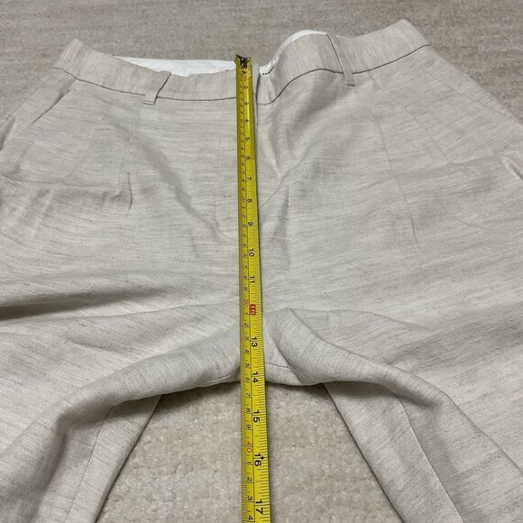 Aritzia Womens The Effortless Pant Linen Cropped Natural Ecru Size 12 $148 - Picture 8 of 12